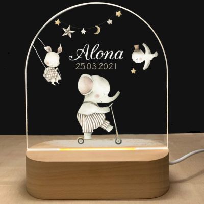 Fallover Personalised Gifts - Customised Night Lights with Name & Date, Baptism Gifts for Girls/Boys, Kids Night Light Bedroom - Toddler Led Night Light, Rememberance Presents