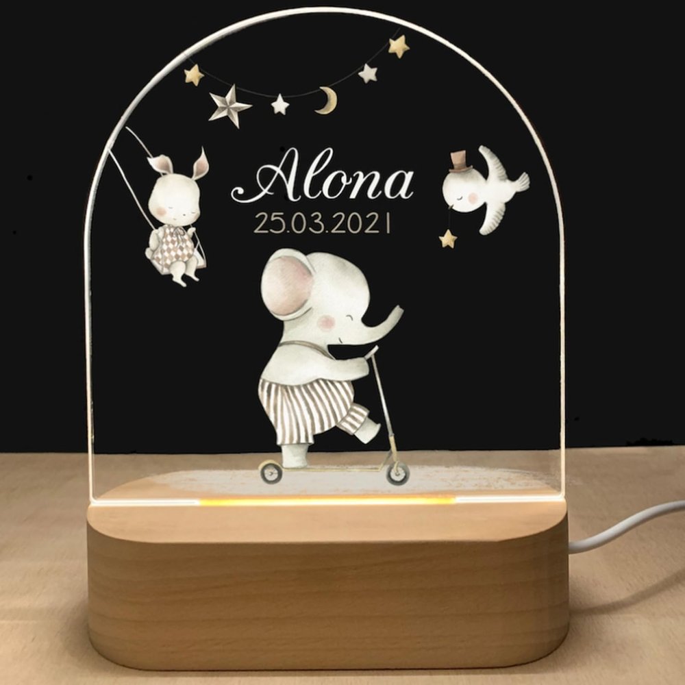 Fallover Personalised Gifts - Customised Night Lights with Name & Date, Baptism Gifts for Girls/Boys, Kids Night Light Bedroom - Toddler Led Night Light, Rememberance Presents