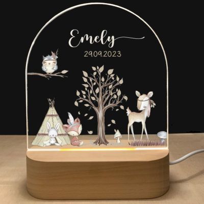Fallover Personalised Gifts - Customised Night Lights with Name & Date, Baptism Gifts for Girls/Boys, Kids Night Light Bedroom - Toddler Led Night Light, Rememberance Presents - Christmas Gift