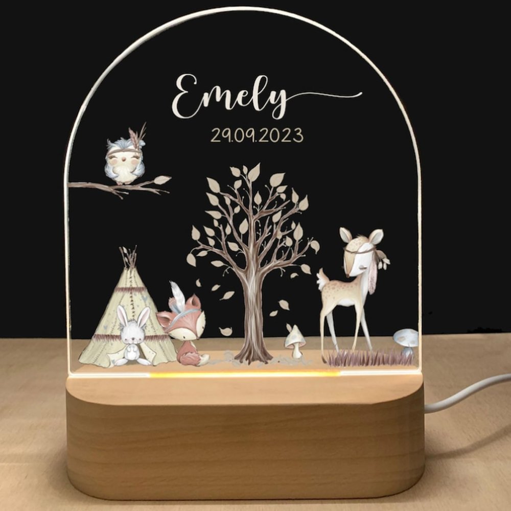 Fallover Personalised Gifts - Customised Night Lights with Name & Date, Baptism Gifts for Girls/Boys, Kids Night Light Bedroom - Toddler Led Night Light, Rememberance Presents - Christmas Gift