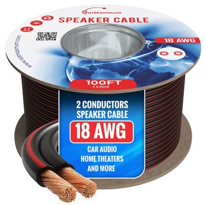 Cables Direct Online Speaker Cable 100FT 18AWG 2 Conductors (18/2) CL3 Rated CCA (Copper Clad Aluminum) Black Jacket Compatible with Low Voltage LED Wire, Car Audio, Home Theater