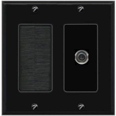 RiteAV 3.5mm Wall Plate with Brush [Black]