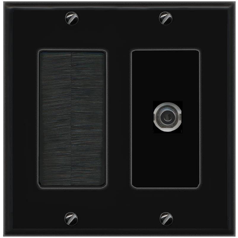 RiteAV 3.5mm Wall Plate with Brush [Black]
