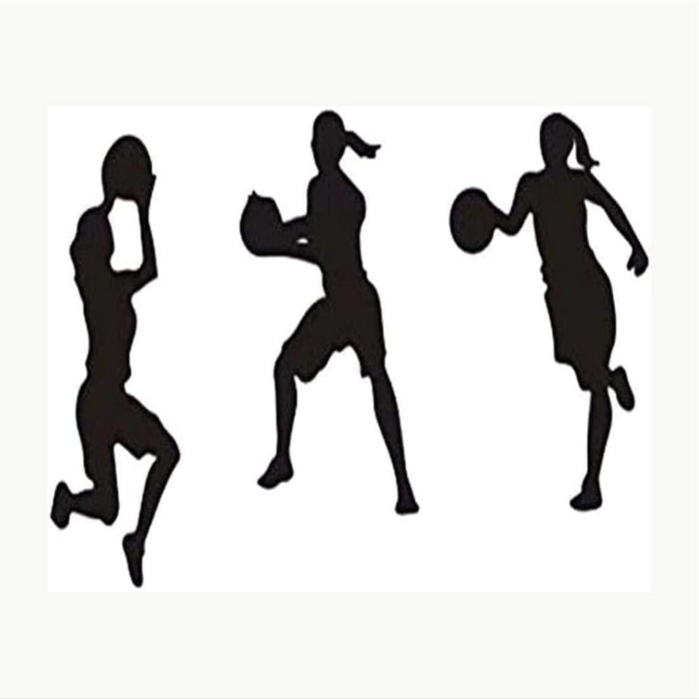 3 Women Girls Basketball Player Silhouette Wall Decals Home Girls Rooms Nursery Bedroom Living Office Bedroom Art Murals Black 22x15 in