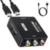 Aolirot RCA to HDMI Converter, 1080P Mini RCA Composite CVBS Video Audio Supporting PAL/NTSC for TV/PC/ PS3/ STB/Xbox VHS/VCR/Blue-Ray DVD Players (RCA Adapter+HDMI Cable), Black view 1