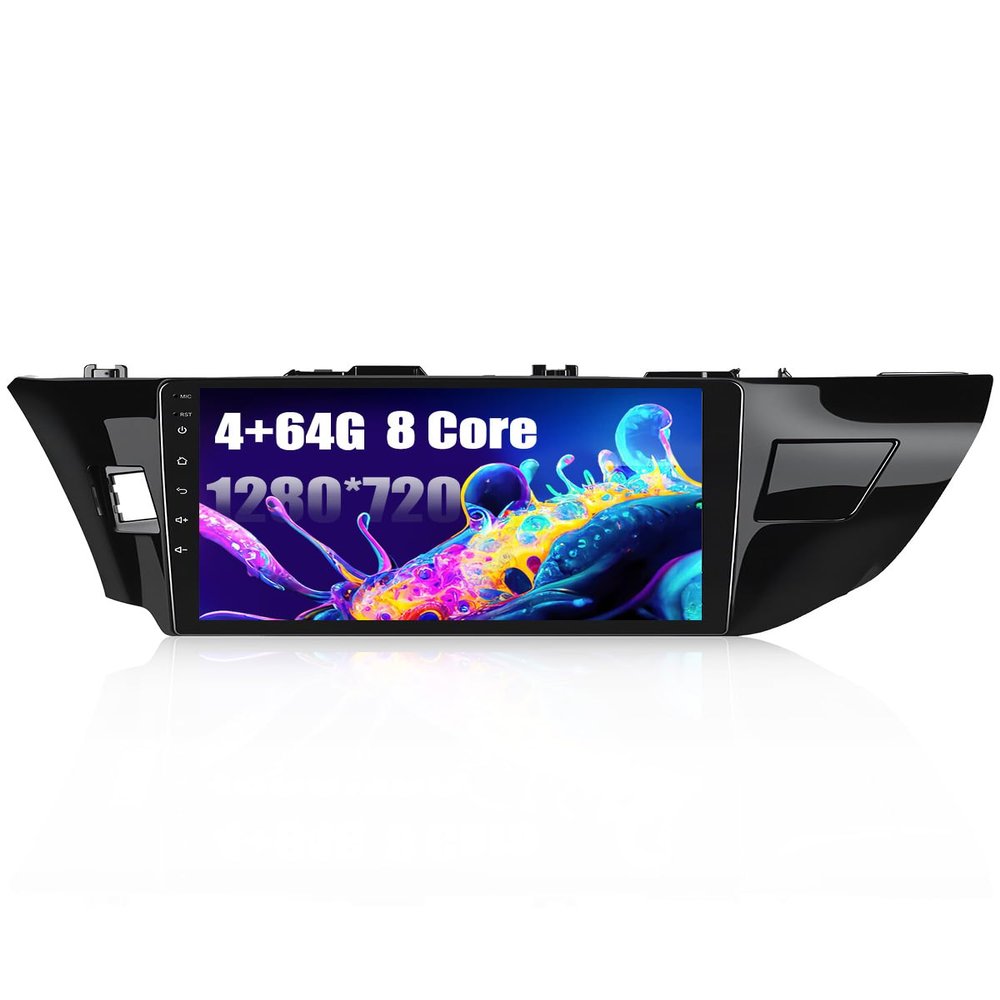 8 Cores 4+64G Car Radio for Toyota Corolla 2014 2015 2016, 10.1" Touch Screen Bluetooth Radio with Carplay Android Auto 32EQ Bluetooth5.0 WiFi GPS 1280 * 720P Backup Camera