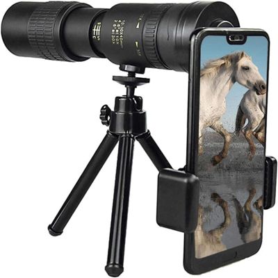 TSMBIKE 4K 10-300X40mm Monoculars Telescope, BAK4 Prism,FMC Lens, HD Waterproof Super Telephoto Zoom Monocular Telescope with Tripod for Bird Watching/Camping/Travelling/