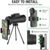TSMBIKE 12x50 HD Waterproof Monocular Monocular Telescope High Power BAK4 FMC Prism Telescope with Smartphone Holder and Adjustable Tripod for Mobile Phone for Bird Watching Hiking Camping view 2