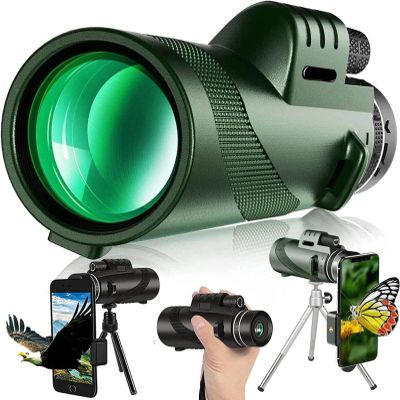 TSMBIKE Monocular Telescope 40x60 HD monocular Telescope Adults with Smartphone Holder Tripod Waterproof monocular Binoculars for Bird Watching Travel Hiking Concert