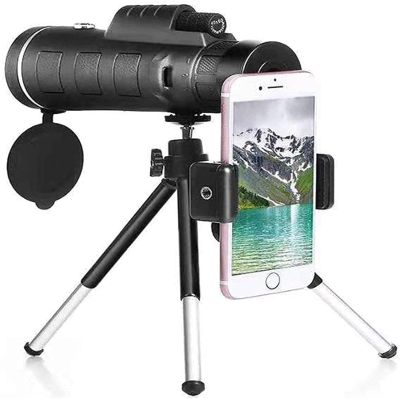 TSMBIKE Monocular Telescope Fit for Phone 40X60 Fit for Smartphone Monocular Telescope Camera Camping Hiking with Compass Phone Clip Tripod