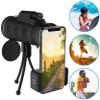 TSMBIKE Monocular Telescope Fit for Phone 40X60 Fit for Smartphone Monocular Telescope Camera Camping Hiking with Compass Phone Clip Tripod view 2