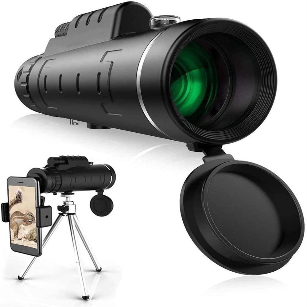 40X60 High Power Ultra-Clear Monocular Scope Waterproof Monocular with Durable and Clear FMC BAK4 Prism Focus for Bird Watching Traveling Concert with Smartphone Holder & Tripod,Monocular Telescope