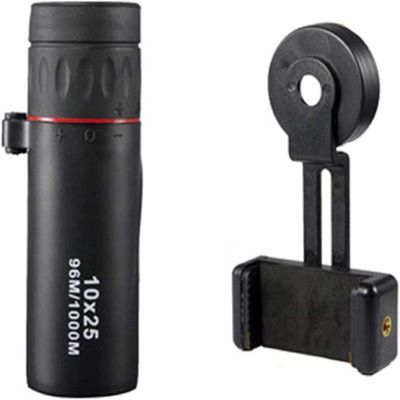 10x25 Portable Monocular Compact Mini BAK4 Prism FMC Lens Monocular with Smartphone Adapter for Adult Bird Watching, Outdoor, Travel, Sightseeing ADU Monocular Telescope