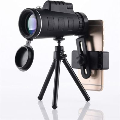 TSMBIKE 40X60 Zoom Monocular Telescope for Smartphone Camera HD Vision Outdoor Camping Hiking with Compass Phone Clip Tripod Telescope