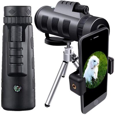 40x60 High Definition Monocular Telescope,10x Magnification Zoom Lens Telescope High Definition,with Durable and Clear FMC BAK9 Prism,with Smartphone Holder & Tripod Good