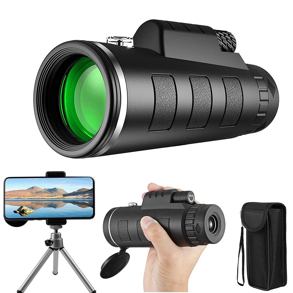 TSMBIKE Monocular Telescope 40X60 High Definition BAK4 Prism Monocular with Smartphone Holder & Tripod for Bird Watching Hiking Traveling
