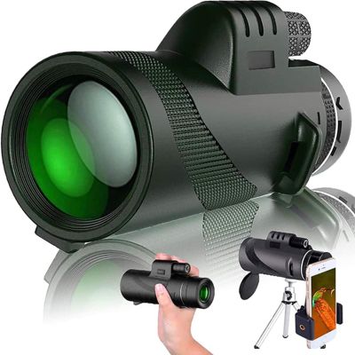 TSMBIKE 80X100 Monocular Telescope, High Power Monocular HD Bifocal Scope Portable Waterproof & Anti-Fog, BAK4 Prism for Animal Bird Watching Camping Tourist, Smartphone Stand & Tripod