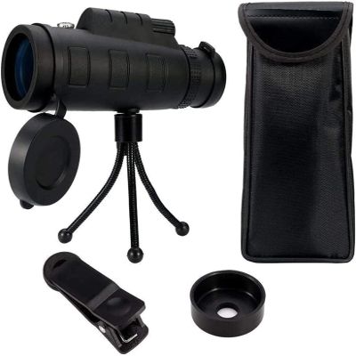 40x60 HD Monocular Telescope Bak4 Prism Monocular Waterproof Non-Slip Phone Clip and Tripod for Cell Phone for Bird Watching Game Outdoor Sports Game Travel