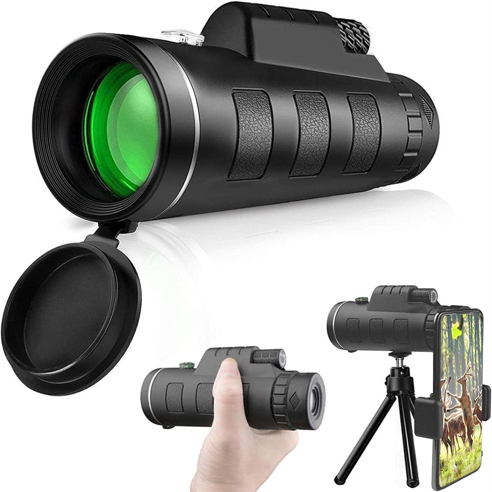 TSMBIKE High Power Bak4 Prism Monocular Waterproof Monocular Scope with Smartphone Adapter Tripod for Birdwatching Hiking Camping Sightseeing,Monocular Telescope