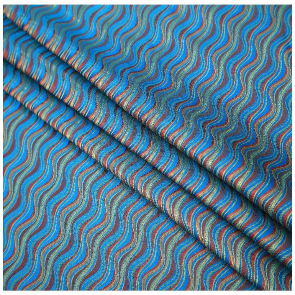 DubMag Embroidery Damask Fabric,Satin Jacquard Fabric, Geometric Wavy Lines Jacquard 90cm Wide Sold by The Meter for Garment Background Handmade(Color:red) (Color : Red) (Color : Lake Blue)