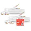 Nakamichi Excel Series 24k Gold Plated Banana Plug with (3 Feet) Speaker Cable Wire 99.9% Oxygen-Free Copper (OFC) Heavy Duty Braided in-Wall CL2 Rated - White (12AWG / 3ft / 0.9m) 2-Pack view 1