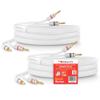 Nakamichi Excel Series 24k Gold Plated Banana Plug with (6 Feet) Speaker Cable Wire 99.9% Oxygen-Free Copper (OFC) Heavy Duty Braided in-Wall CL2 Rated - White (12AWG / 6ft / 1.8m) 2-Pack view 1