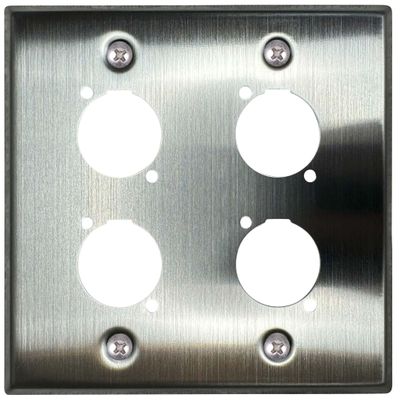DIYTECH XLR Wall Plate Blank and XLR Panel Combo - Perfect for Professional Audio Setups in Studios, Theaters, and Conference Rooms - Easy to Install and Durable Design (4 Port Stainless Steel)