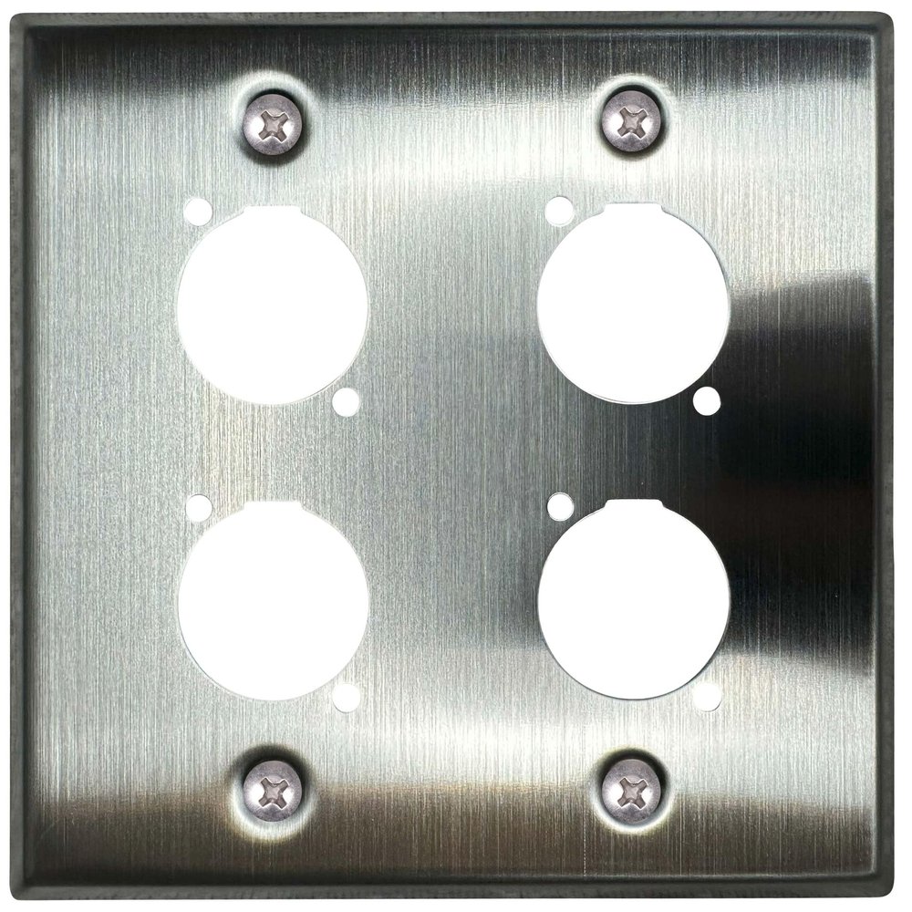DIYTECH XLR Wall Plate Blank and XLR Panel Combo - Perfect for Professional Audio Setups in Studios, Theaters, and Conference Rooms - Easy to Install and Durable Design (4 Port Stainless Steel)