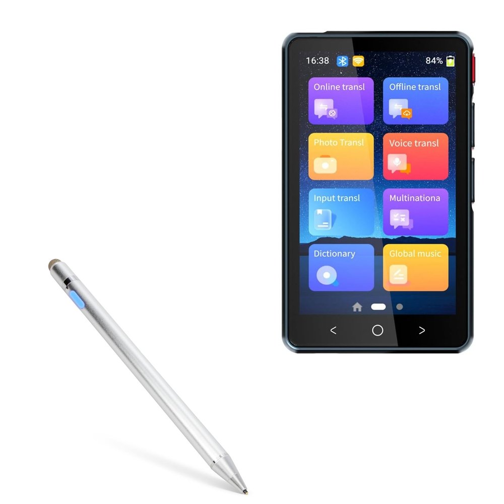 BoxWave Stylus Pen Compatible with GoBudsGo P4B Language Translator - AccuPoint Active Stylus, Electronic Stylus with Ultra Fine Tip - Metallic Silver