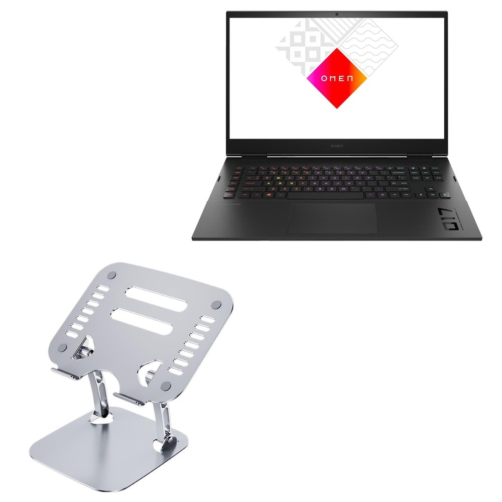 BoxWave Stand and Mount Compatible with HP Omen 17 - Executive VersaView Laptop Stand, Ergonomic Adjustable Viewing Angle Metallic Riser - Metallic Silver