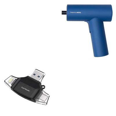 BoxWave Smart Gadget Compatible with HOTO Screwdriver Gun - AllReader SD Card Reader, microSD Card Reader SD Compact USB - Jet Black