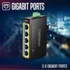 TRENDnet 5-Port Industrial Gigabit DIN-Rail Mini Switch, TI-GLC50, 5 x Gigabit Ports, Extreme Temperature IP30 Rated, 10Gbps Switch Capacity, Black view 3