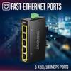 TRENDnet 5-Port Industrial Fast Ethernet DIN-Rail Mini Switch, TI-ELC50, 5 x 10/100Mbps Ports, IP30 Rated Housing, 1Gbps Switching Capacity, Black view 4