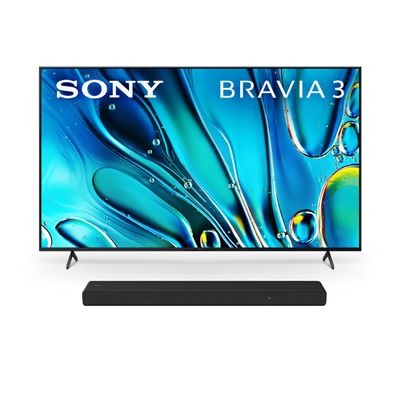 Sony 75 Inch 4K Ultra HD TV BRAVIA 3 LED Smart Google TV with Dolby Vision HDR and Exclusive Features for Playstation5 (K-75S30), 2024 Model & Sony HT-A3000 3.1ch Dolby Atmos Soundbar