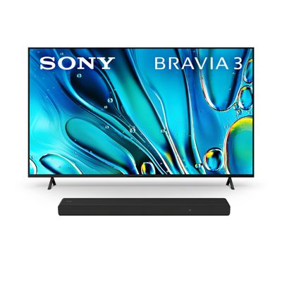 Sony 55 Inch 4K Ultra HD TV BRAVIA 3 LED Smart Google TV with Dolby Vision HDR and Exclusive Features for Playstation5 (K-55S30), 2024 Model & Sony HT-A3000 3.1ch Dolby Atmos Soundbar