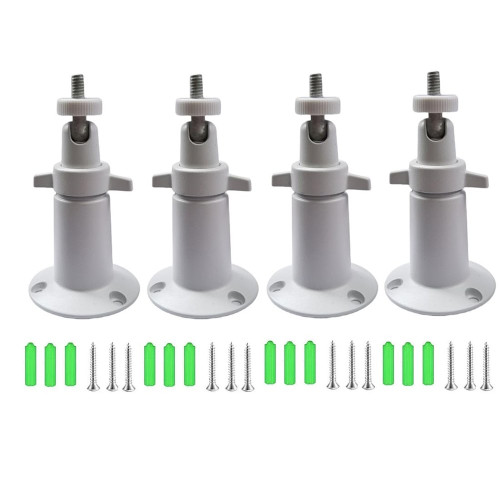 bnafes Security Camera Metal Wall/Ceiling Mount, Adjustable Indoor/Outdoor Mount Compatible with Arlo, Arlo Pro 2 3, Arlo Ultra CCTV Camera and Compatible Camera with 1/4 Screw Head (4Pcs, White)
