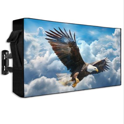 Outdoor TV Cover Waterproof Weatherproof 70 to 75 Inch, Eagle Flying Blue Sky Clouds Wings Eagle Animal Outside TV Covers with Zipper Flap, TV Screen Protectors for LED LCD OLED Television