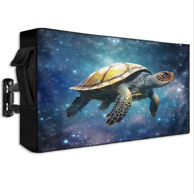 Outdoor TV Cover Waterproof Weatherproof 70 to 75 Inch, Abstract Ocean Sea Turtle in Starry Night Outside TV Covers with Zipper Flap, TV Screen Protectors for LED LCD OLED Television