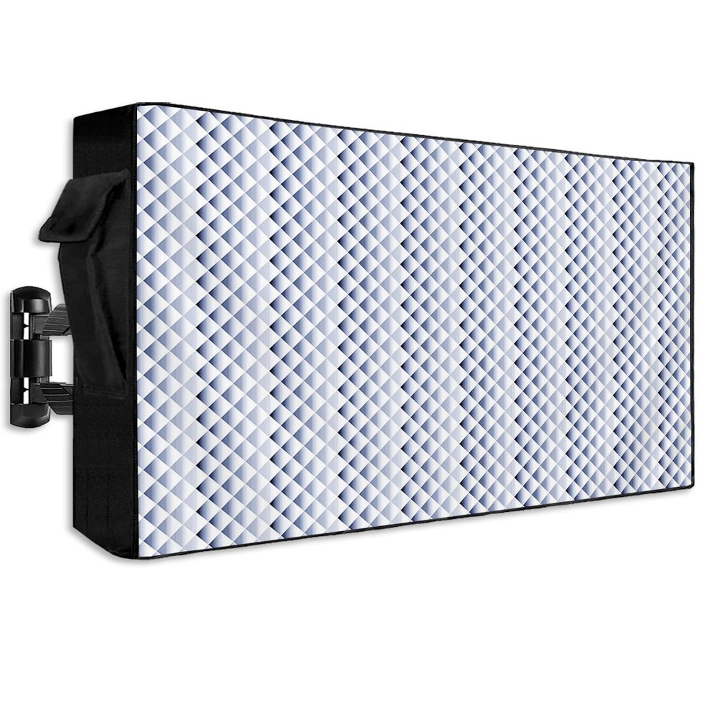 Singingin Outdoor TV Cover Waterproof Weatherproof 60 to 65 Inch, Purple Gray Gradient Geometric Color Block Outside TV Covers with Zipper Flap, TV Screen Protectors for LED LCD OLED Television