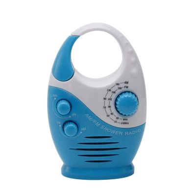 LGRFUXIN Waterproof Shower Radio, 3V 0.5W Adjustable Volume Shower AM FM Button Speaker Portable Bathroom Shower Speakers Wireless Radio with Top Handle,Blue