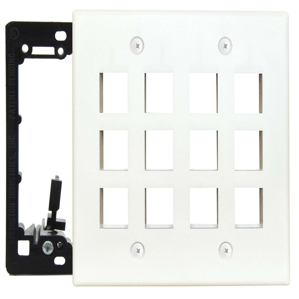 DIYTECH Keystone Wall Plate, 2 Gang Keystone Wall Plate, 12 Port Keystone Jack Wall Plate, Supports Keystone Jack or Modular Inserts, In Wall Patch Panel, w/Mounting Bracket - White