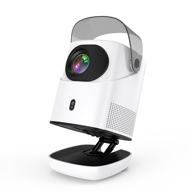 Unitedtime Projector Integrated 180Adjustable Stand and Handheld bracket with WiFi and Bluetooth Native 1080p Support 4K 12000 Lumens Portable, for Home Theater Support HDMI, USB, PC, TV Box, Grey