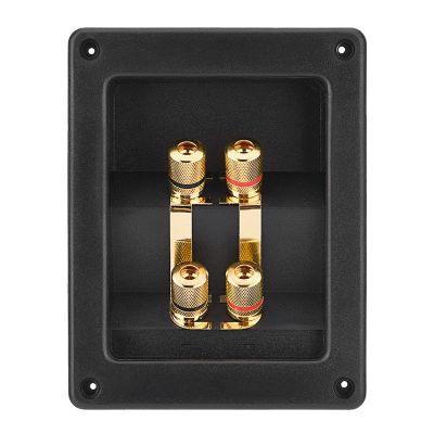 4-Way Speaker Box Terminal Cup Binding Post, Pure Copper Plated Speaker Terminal Box Binding Post Terminal Cable Connector for DIY Home Speaker Kits