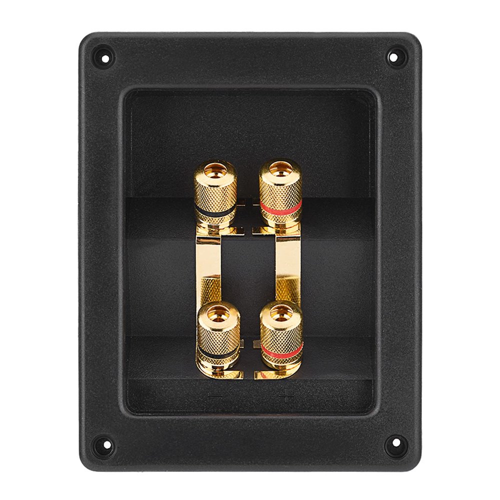 4-Way Speaker Box Terminal Cup Binding Post, Pure Copper Plated Speaker Terminal Box Binding Post Terminal Cable Connector for DIY Home Speaker Kits