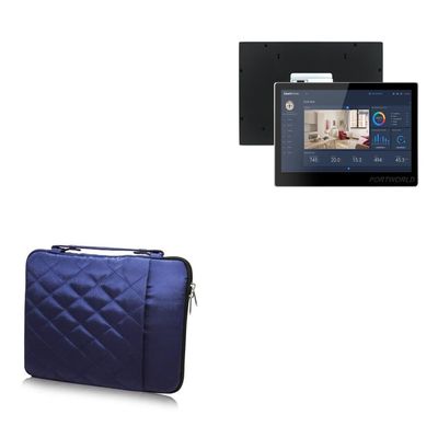 BoxWave Case Compatible with XMSJ in-Wall Smart Touchscreen 10.1 - Quilted Carrying Bag, Soft Synthetic Leather Cover w/Diamond Design - Navy