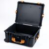 Pelican 1610 Case by ColorCase - Black - Large Sized Waterproof Case (Case Only) - Yellow Handles & Latches view 1