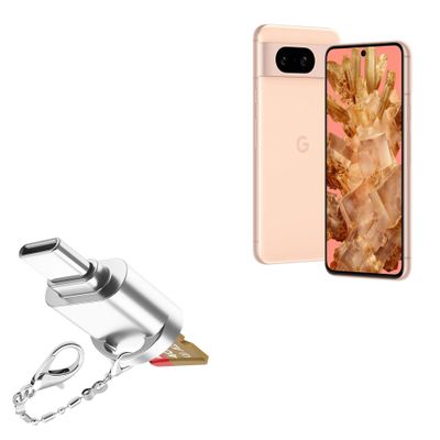 BoxWave Adapter Compatible with Google Pixel 9 Pro - Micro SD Card miniReader, USB Type-C OTG Reader USB3.0 Adapter Keychain - Metallic Silver