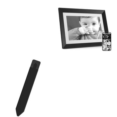 BoxWave Stylus Pouch Compatible with Benibela Digital Picture Frame 10.1 in WiFi AI Smart 32gb - Stylus PortaPouch, Pen Stylii Holder Carrier Portable Self-Adhesive - Jet Black