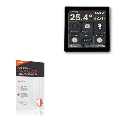 BoxWave Screen Protector Compatible with Shelly Wall Display Smart Control Panel 4 in - ClearTouch Anti-Glare ToughShield 9H (2-Pack), Anti-Glare 9H Tough Flexible Film Screen Protector