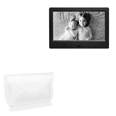 BoxWave Case Compatible with Amaboo 7 in Digital Photo Frame - Elite Leather Messenger Pouch, Synthetic Leather Cover Case Envelope Design - Ivory White
